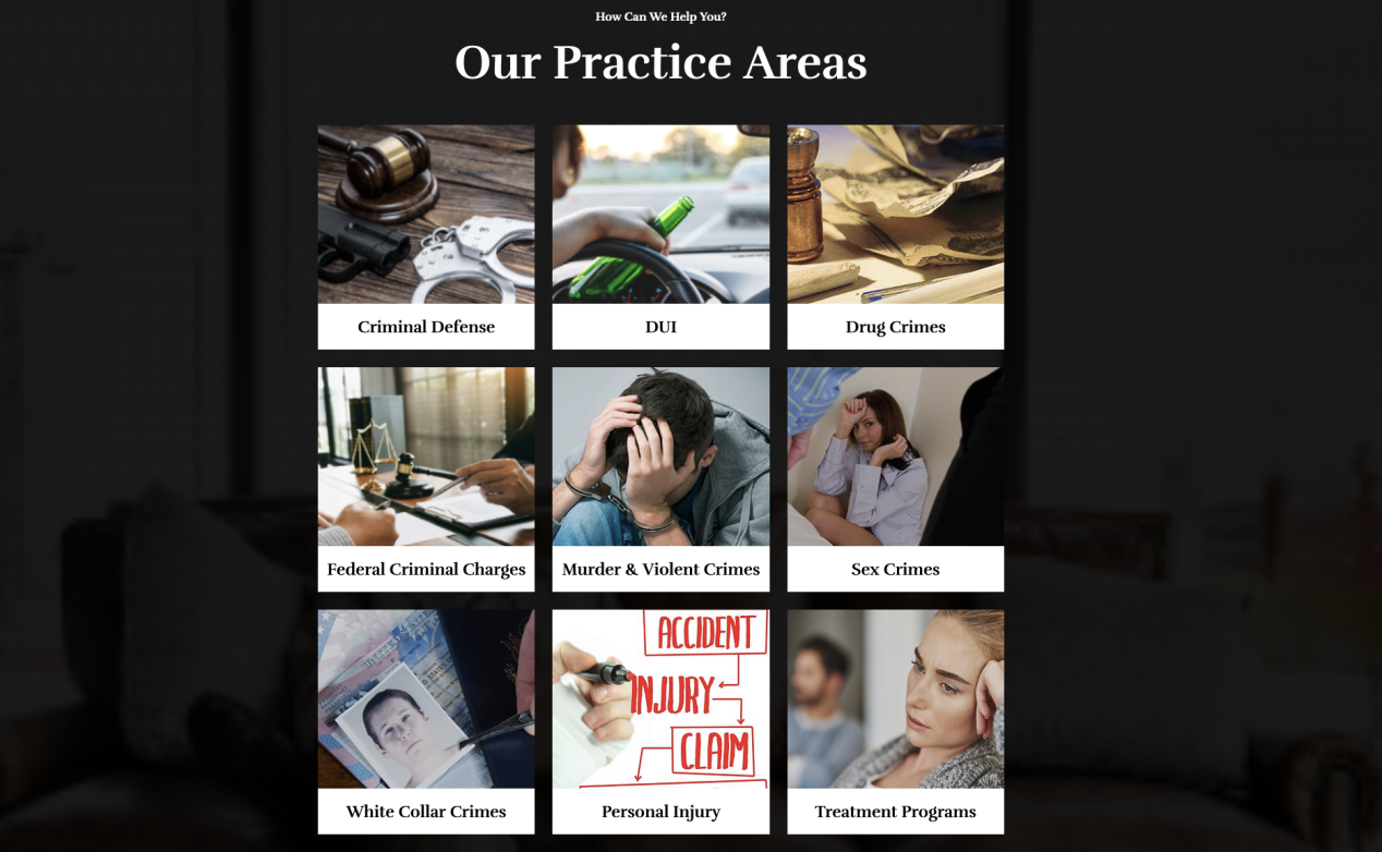 Mention Practice Areas on the Homepage
